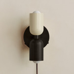 Up Down Plug-In Wall Sconce - Blackened Brass Canopy / Bone Upper Shade