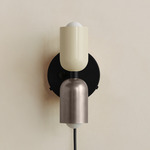Up Down Plug-In Wall Sconce - Black Canopy / Bone Upper Shade