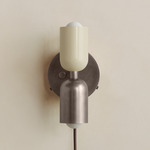 Up Down Plug-In Wall Sconce - Pewter Canopy / Bone Upper Shade