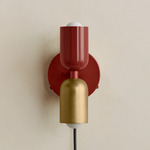 Up Down Plug-In Wall Sconce - Oxide Red Canopy / Oxide Red Upper Shade