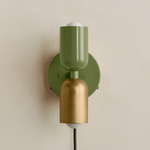 Up Down Plug-In Wall Sconce - Reed Green Canopy / Reed Green Upper Shade