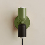 Up Down Plug-In Wall Sconce - Reed Green Canopy / Reed Green Upper Shade