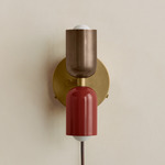 Up Down Plug-In Wall Sconce - Brass Canopy / Patina Brass Upper Shade