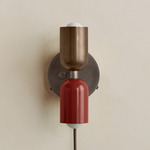 Up Down Plug-In Wall Sconce - Pewter Canopy / Patina Brass Upper Shade