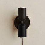 Up Down Plug-In Wall Sconce - Blackened Brass Canopy / Blackened Brass Upper Shade