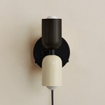 Up Down Plug-In Wall Sconce - Black Canopy / Blackened Brass Upper Shade