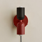 Up Down Plug-In Wall Sconce - Oxide Red Canopy / Blackened Brass Upper Shade