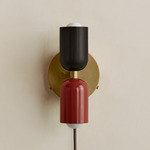 Up Down Plug-In Wall Sconce - Brass Canopy / Blackened Brass Upper Shade
