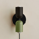 Up Down Plug-In Wall Sconce - Black Canopy / Blackened Brass Upper Shade
