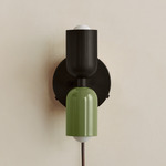 Up Down Plug-In Wall Sconce - Blackened Brass Canopy / Blackened Brass Upper Shade