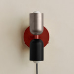 Up Down Plug-In Wall Sconce - Oxide Red Canopy / Pewter Upper Shade