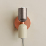 Up Down Plug-In Wall Sconce - Peach Canopy / Pewter Upper Shade