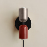 Up Down Plug-In Wall Sconce - Black Canopy / Pewter Upper Shade