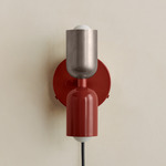 Up Down Plug-In Wall Sconce - Oxide Red Canopy / Pewter Upper Shade