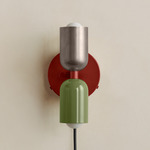 Up Down Plug-In Wall Sconce - Oxide Red Canopy / Pewter Upper Shade