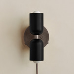 Up Down Plug-In Wall Sconce - Pewter Canopy / Black Upper Shade