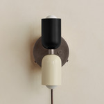 Up Down Plug-In Wall Sconce - Pewter Canopy / Black Upper Shade