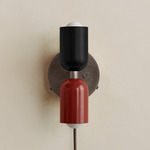 Up Down Plug-In Wall Sconce - Pewter Canopy / Black Upper Shade
