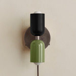 Up Down Plug-In Wall Sconce - Pewter Canopy / Black Upper Shade