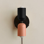 Up Down Plug-In Wall Sconce - Blackened Brass Canopy / Black Upper Shade