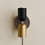 Up Down Plug-In Wall Sconce - Pewter Canopy / Black Upper Shade