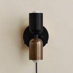 Up Down Plug-In Wall Sconce - Black Canopy / Black Upper Shade
