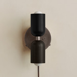 Up Down Plug-In Wall Sconce - Pewter Canopy / Black Upper Shade