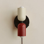 Up Down Plug-In Wall Sconce - Blackened Brass Canopy / Bone Upper Shade