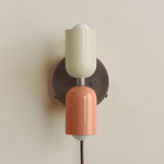 Up Down Plug-In Wall Sconce - Pewter Canopy / Bone Upper Shade