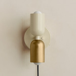 Up Down Plug-In Wall Sconce - Bone Canopy / Bone Upper Shade