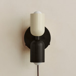 Up Down Plug-In Wall Sconce - Blackened Brass Canopy / Bone Upper Shade