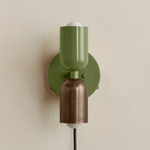 Up Down Plug-In Wall Sconce - Reed Green Canopy / Reed Green Upper Shade