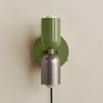 Up Down Plug-In Wall Sconce - Reed Green Canopy / Reed Green Upper Shade