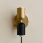 Up Down Plug-In Wall Sconce - Brass Canopy / Brass Upper Shade
