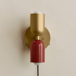 Up Down Plug-In Wall Sconce - Brass Canopy / Brass Upper Shade