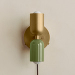 Up Down Plug-In Wall Sconce - Brass Canopy / Brass Upper Shade