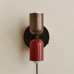 Up Down Plug-In Wall Sconce - Blackened Brass Canopy / Patina Brass Upper Shade