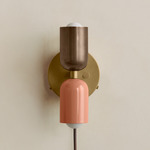 Up Down Plug-In Wall Sconce - Brass Canopy / Patina Brass Upper Shade