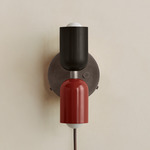 Up Down Plug-In Wall Sconce - Pewter Canopy / Blackened Brass Upper Shade
