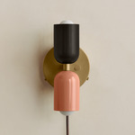 Up Down Plug-In Wall Sconce - Brass Canopy / Blackened Brass Upper Shade