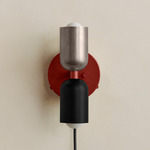 Up Down Plug-In Wall Sconce - Oxide Red Canopy / Pewter Upper Shade