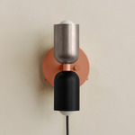 Up Down Plug-In Wall Sconce - Peach Canopy / Pewter Upper Shade