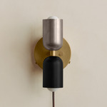 Up Down Plug-In Wall Sconce - Brass Canopy / Pewter Upper Shade
