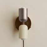 Up Down Plug-In Wall Sconce - Patina Brass Canopy / Pewter Upper Shade