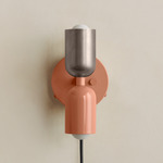 Up Down Plug-In Wall Sconce - Peach Canopy / Pewter Upper Shade