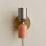 Up Down Plug-In Wall Sconce - Brass Canopy / Pewter Upper Shade
