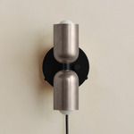 Up Down Plug-In Wall Sconce - Black Canopy / Pewter Upper Shade