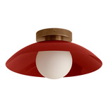 Arundel Orb Surface Mount - Patina Brass Canopy / Oxide Red Shade