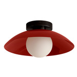 Arundel Orb Surface Mount - Blackened Brass Canopy / Oxide Red Shade
