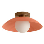 Arundel Orb Surface Mount - Patina Brass Canopy / Peach Shade